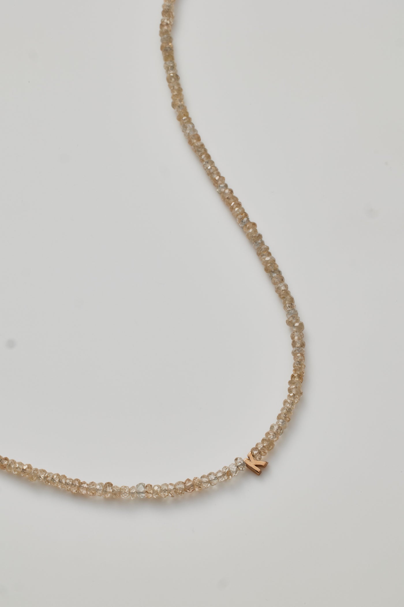 natural champagne zircon stones necklace with rose gold letter pendant