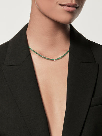 One Letter 18K Gold Green Onyx Necklace