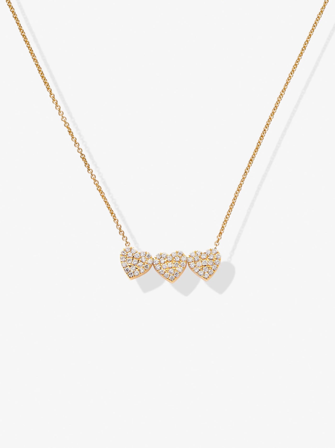 Three Diamond Hearts 18-Karat Gold Necklace versejewellery.com