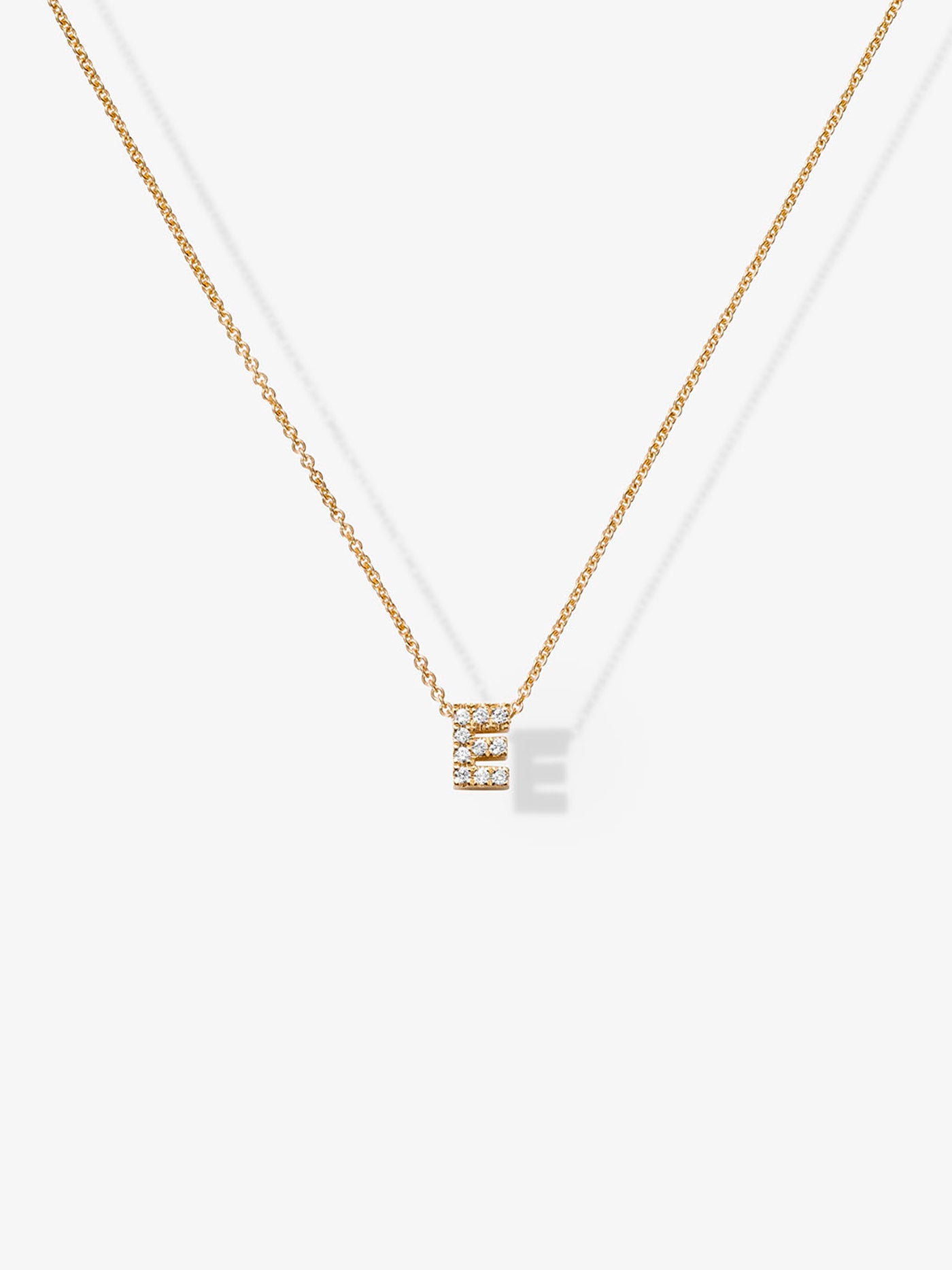 Letter E Necklace in Diamonds and 18k Gold