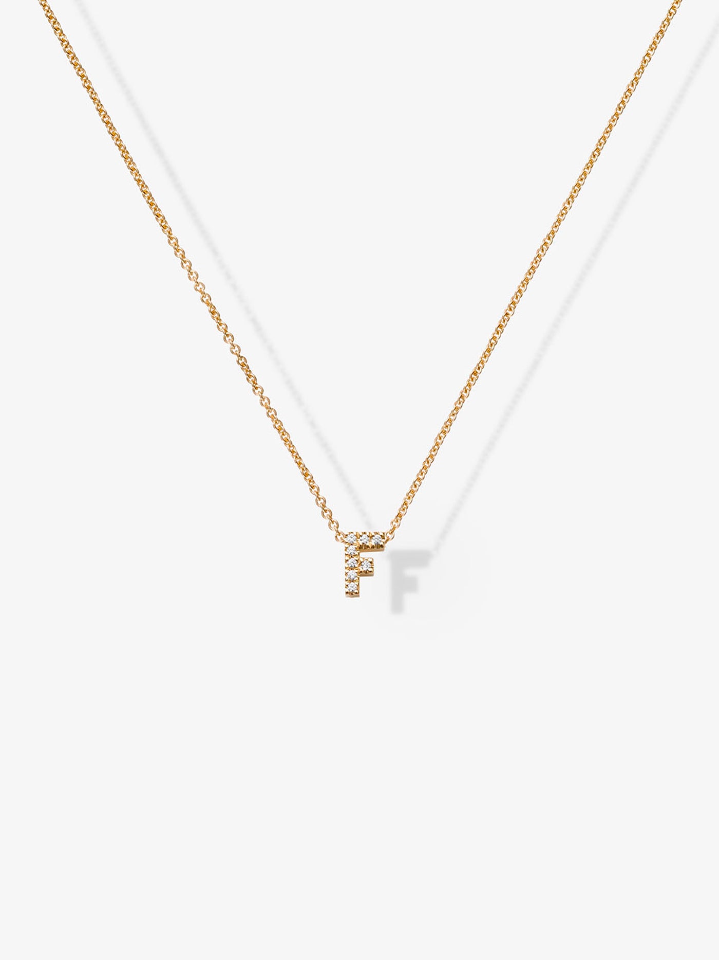 Letter F Necklace in Diamonds and 18k Gold