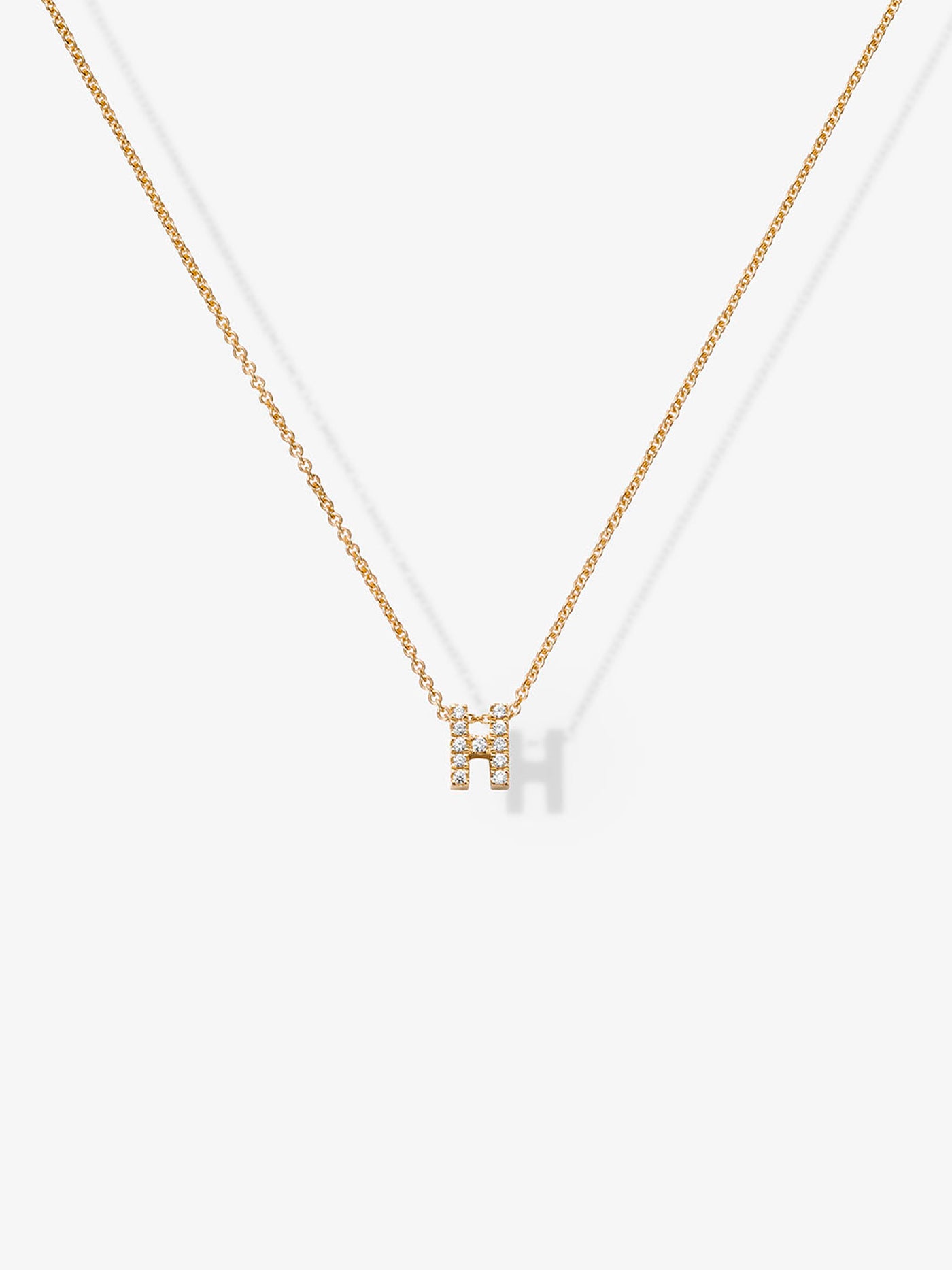 Letter H Necklace in Diamonds and 18k Gold