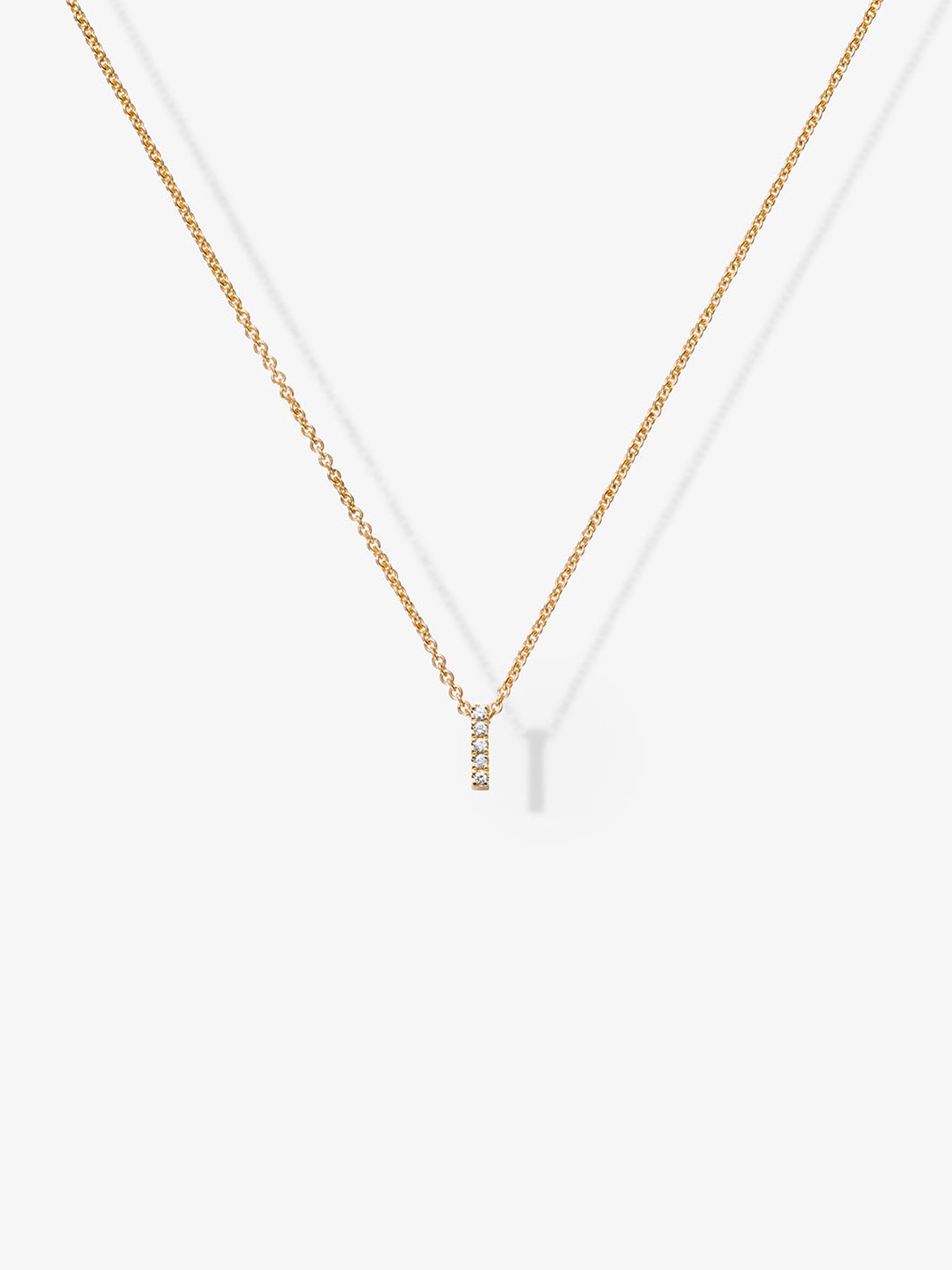 Letter I Necklace in Diamonds and 18k Gold