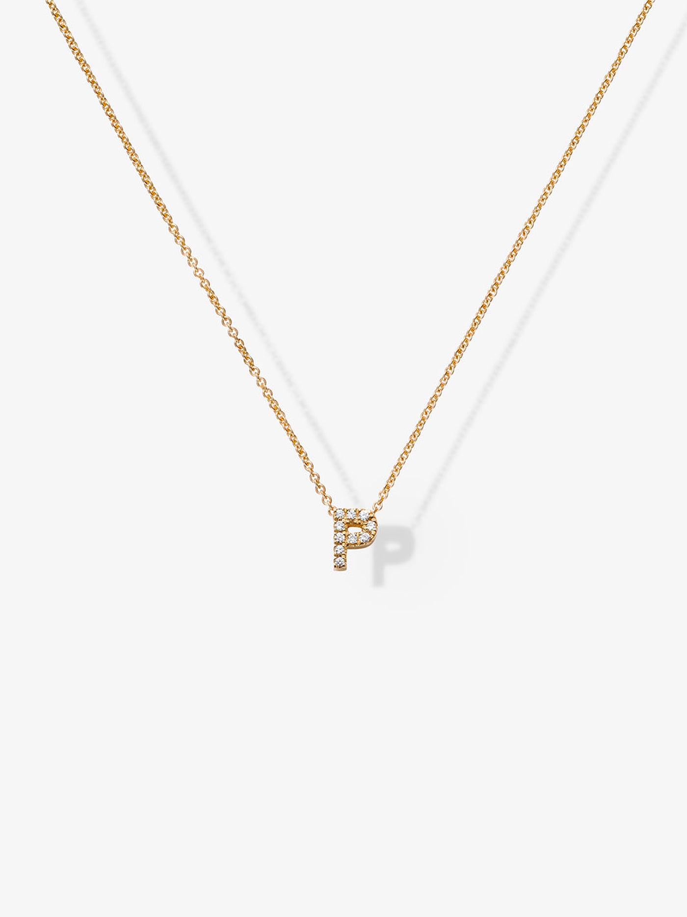 Letter P Necklace in Diamonds and 18k Gold