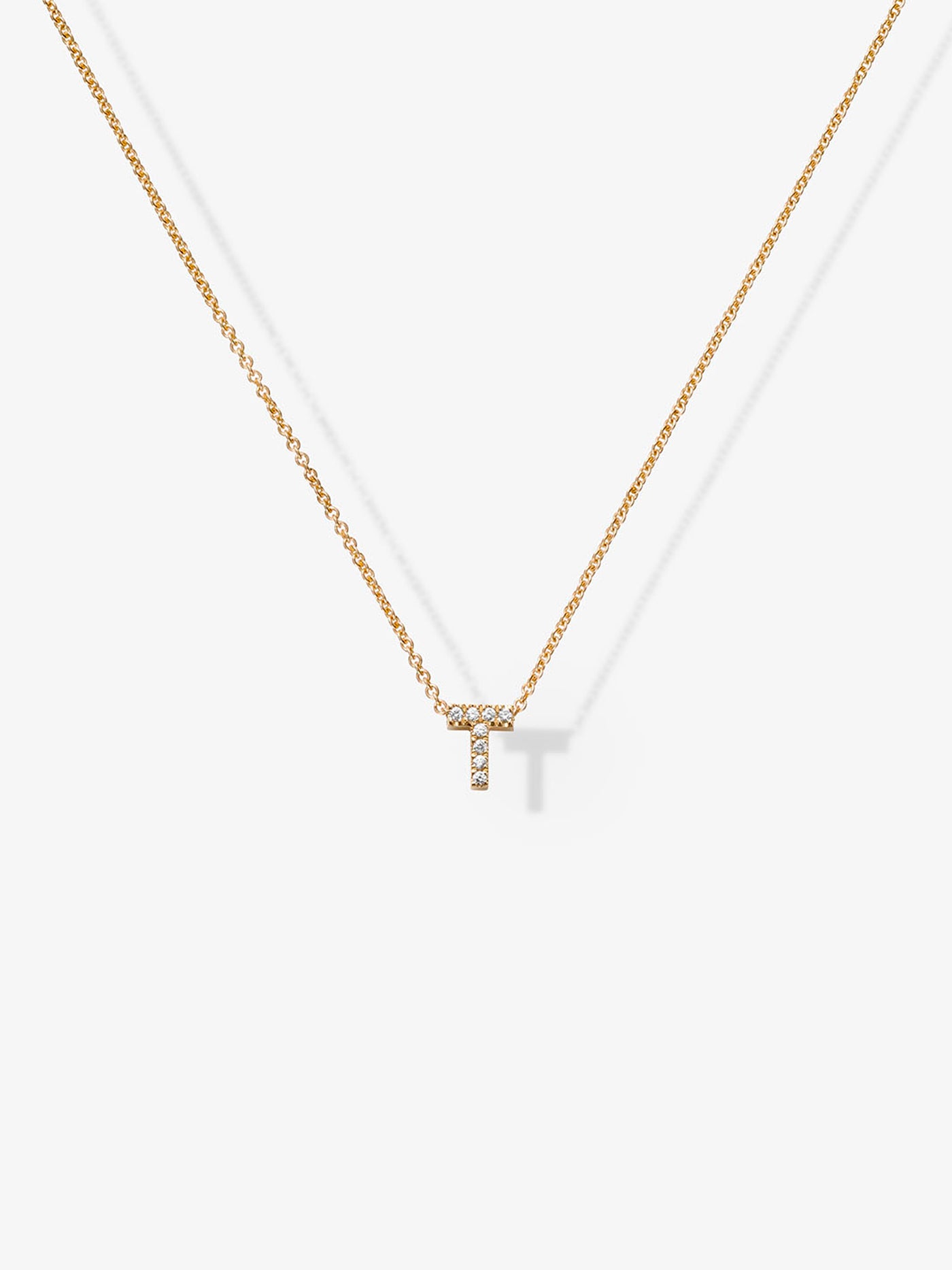 Letter T Necklace in Diamonds and 18k Gold