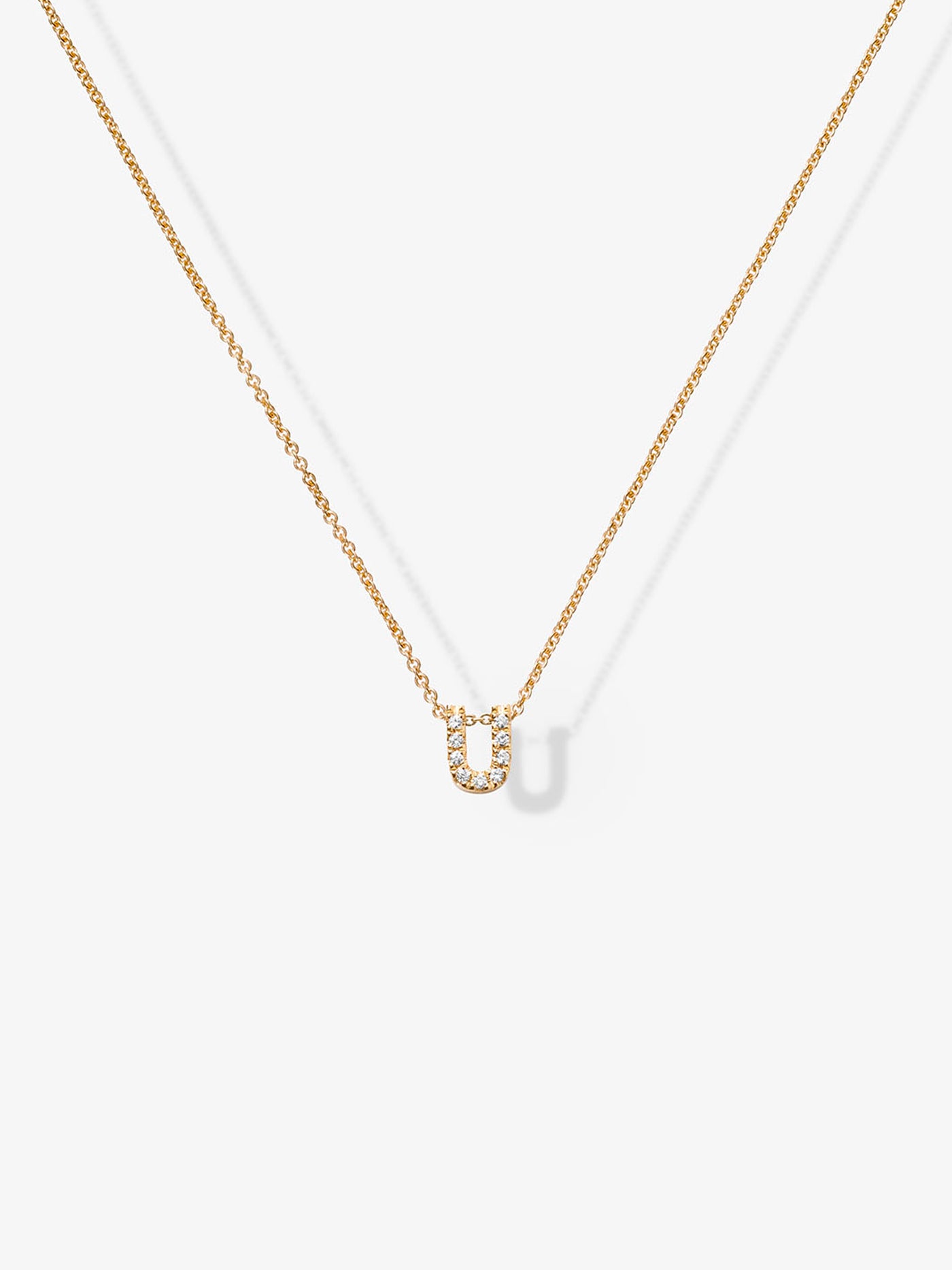 Letter U Necklace in Diamonds and 18k Gold