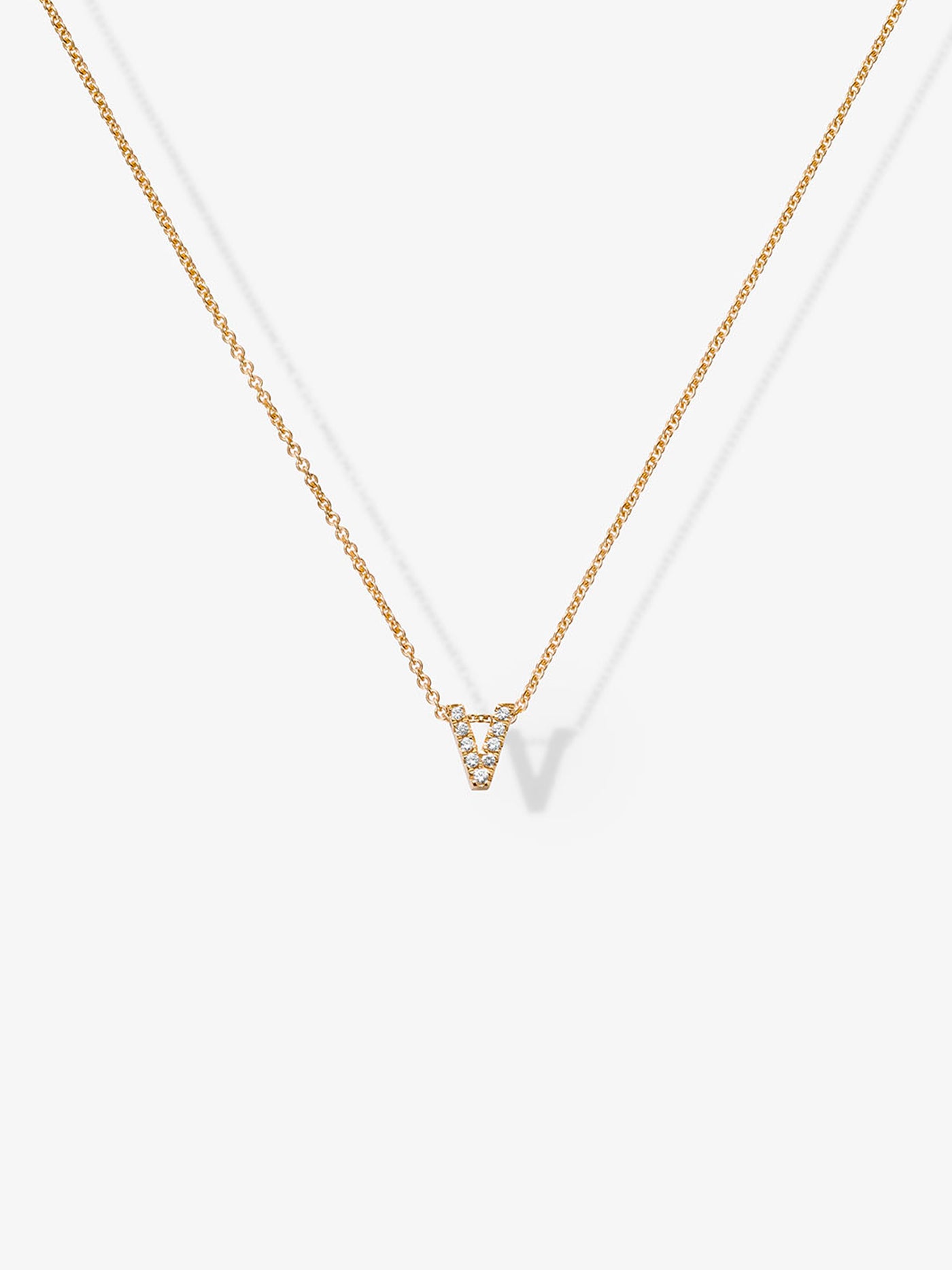 Letter V Necklace in Diamonds and 18k Gold