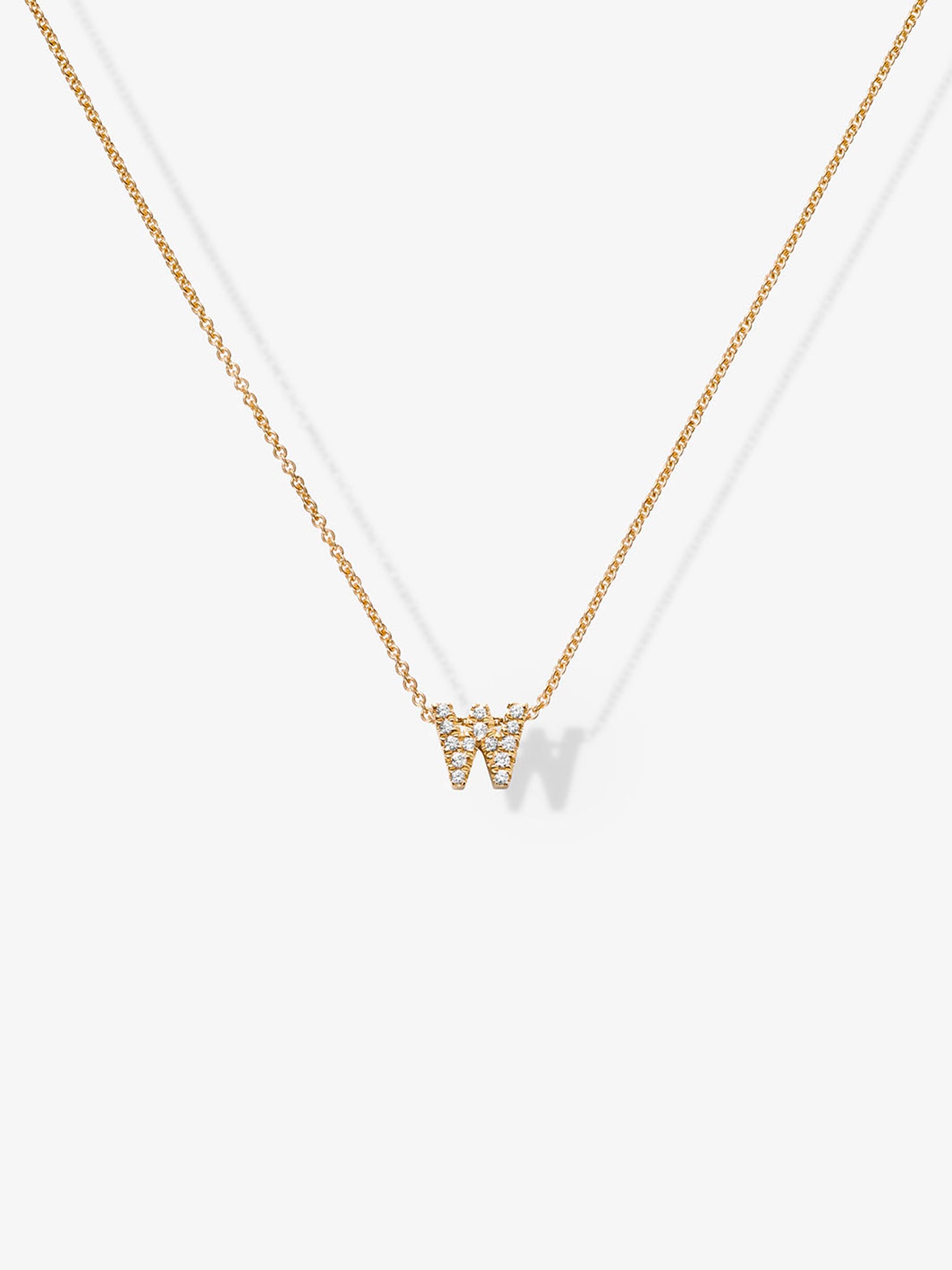 Letter W Necklace in Diamonds and 18k Gold