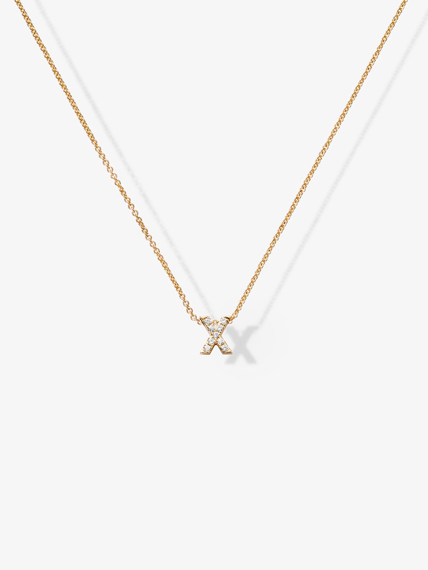 Letter X Necklace in Diamonds and 18k Gold