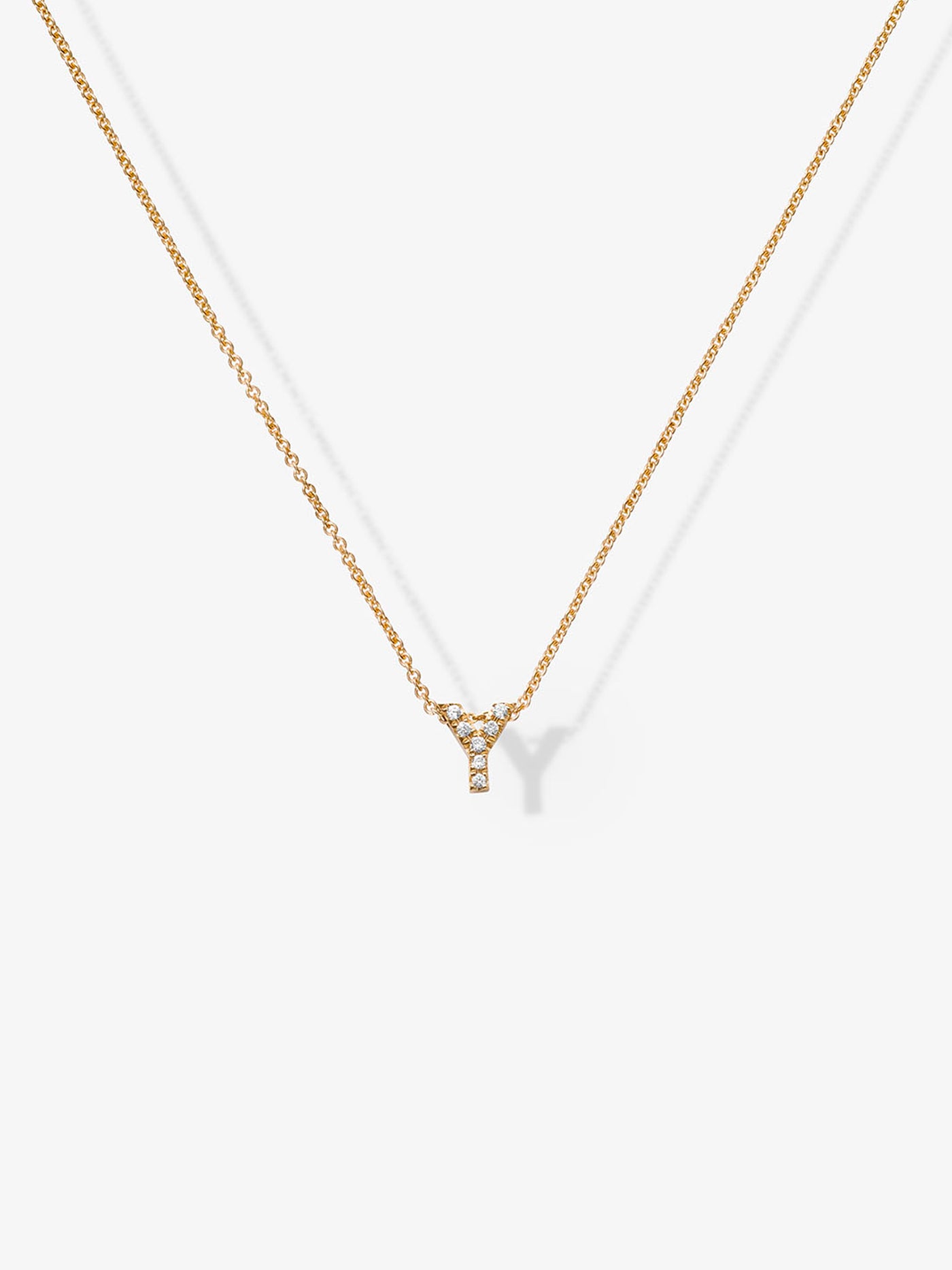 Letter Y Necklace in Diamonds and 18k Gold