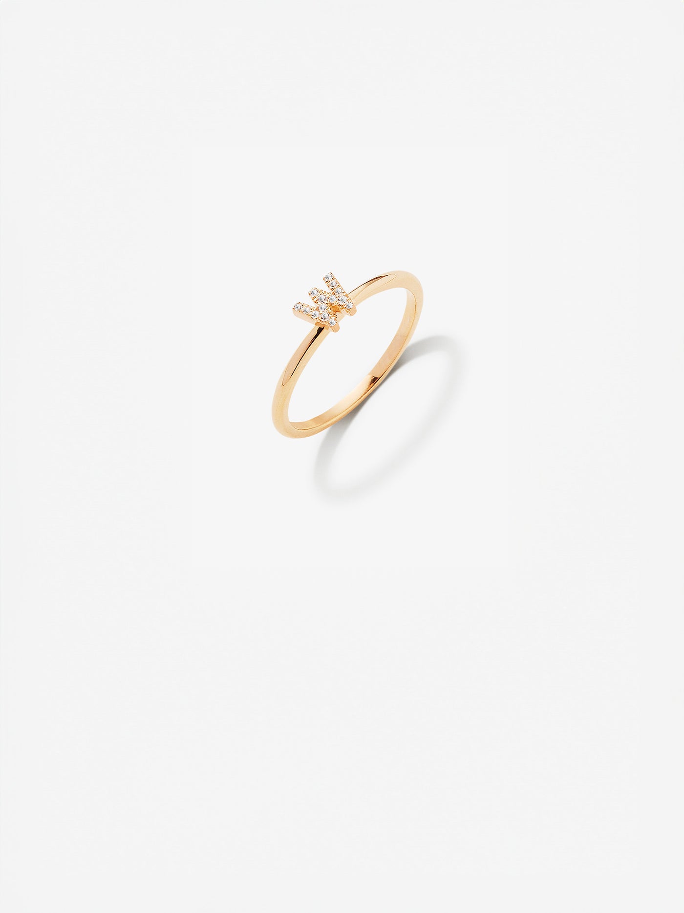 Letter W Ring in Diamonds and 18k Gold