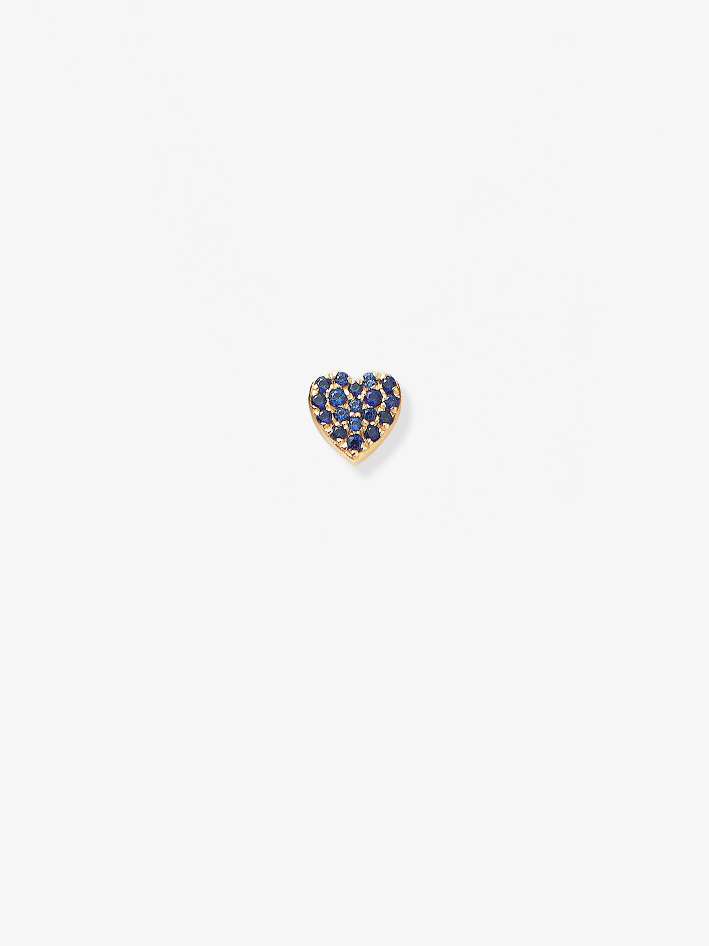 Heart Stud Single Earring in Blue Sapphire and 18k Gold