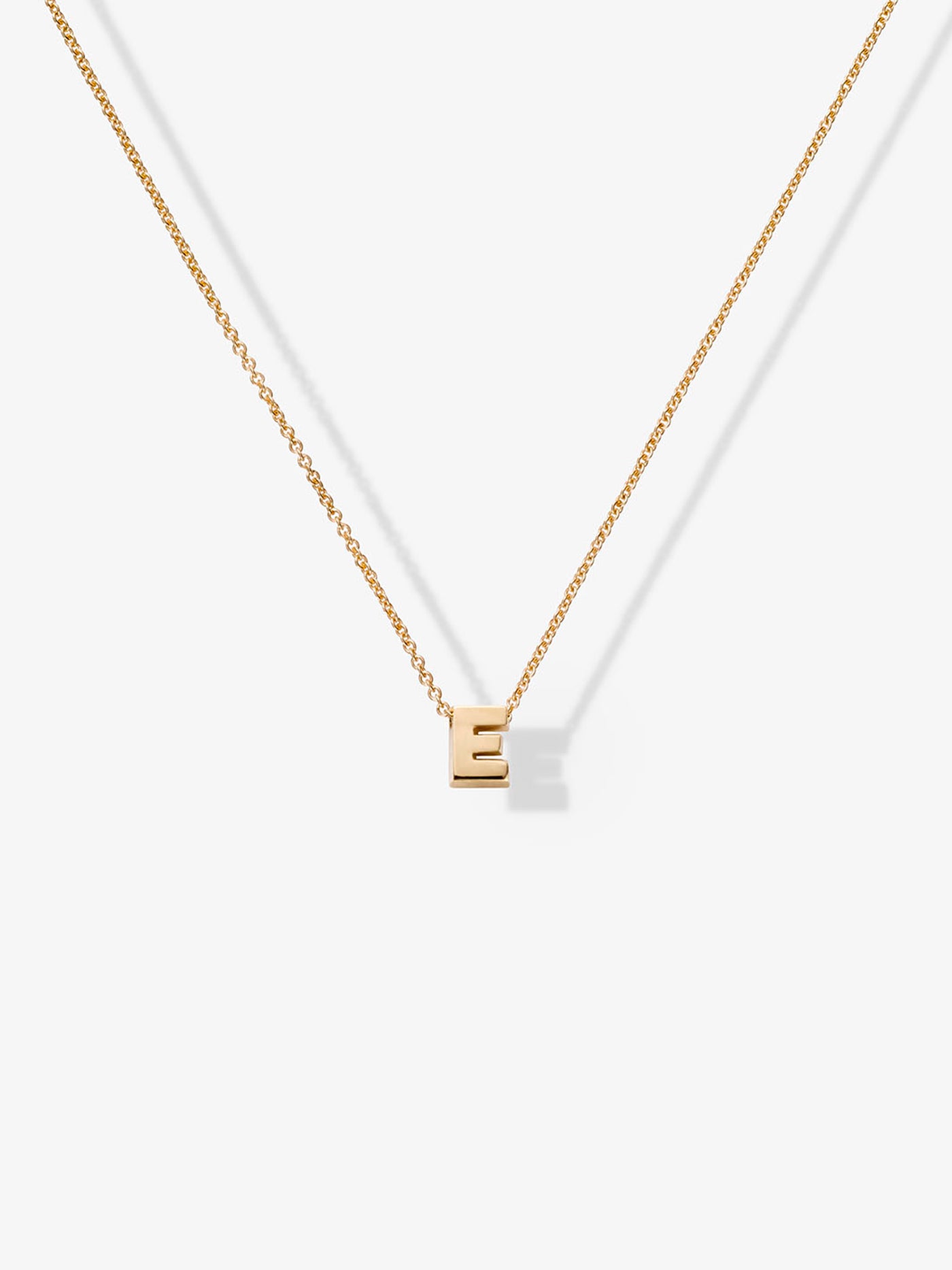 Letter E Necklace in 18k Gold