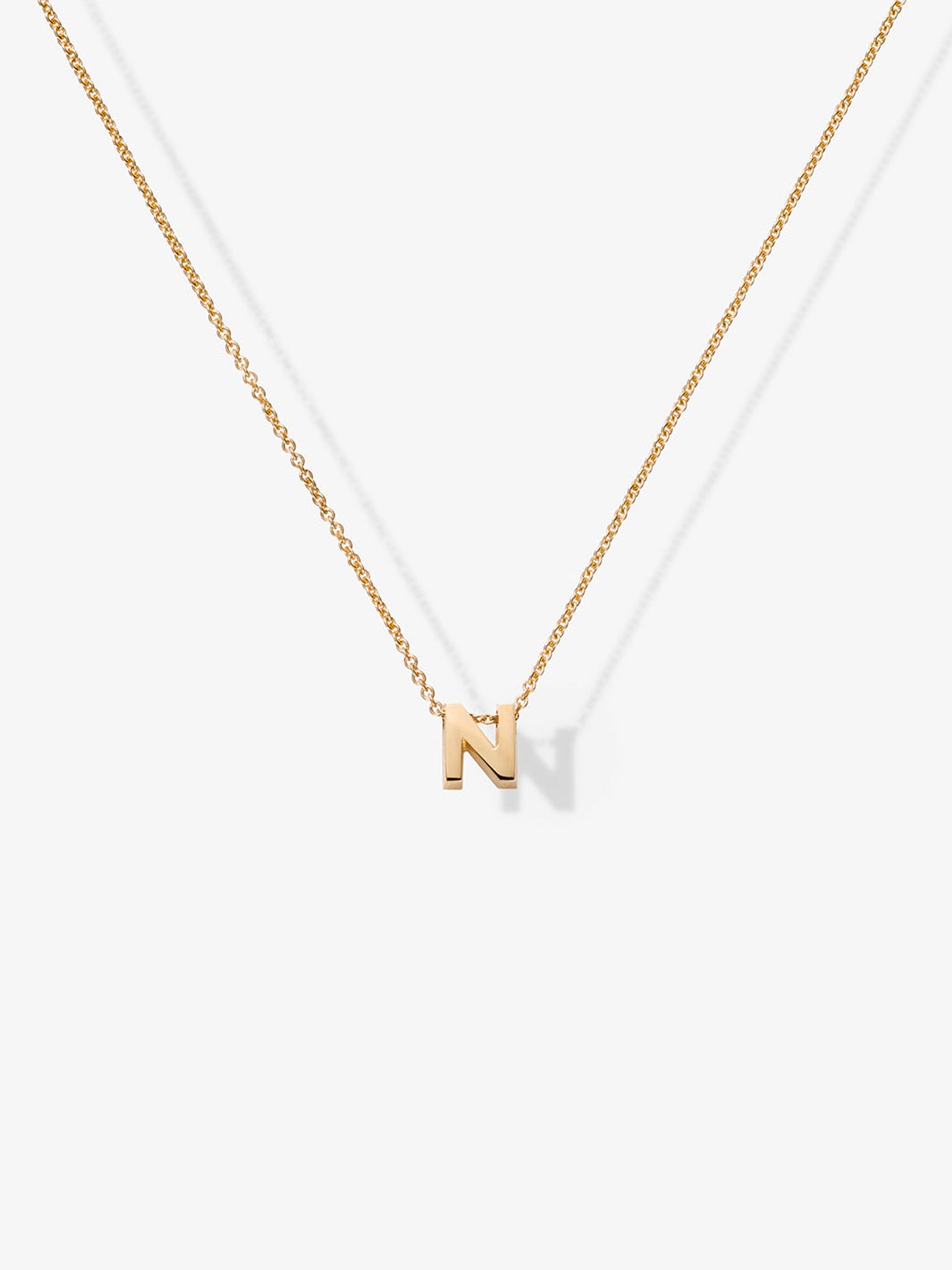 Letter N Necklace in 18k Gold