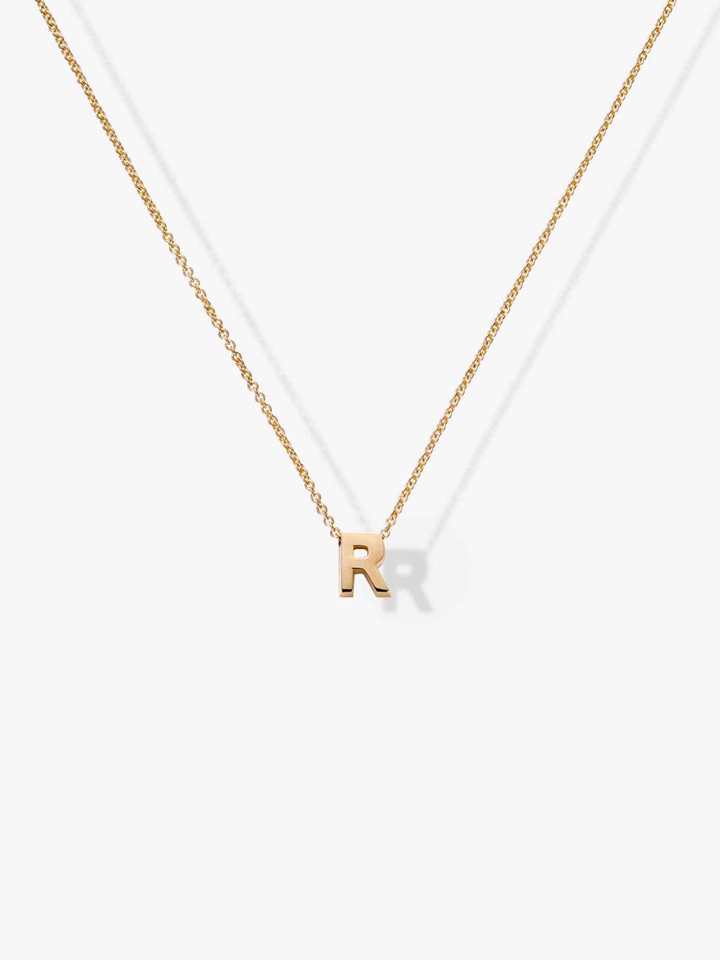 Letter R Necklace in 18k Gold