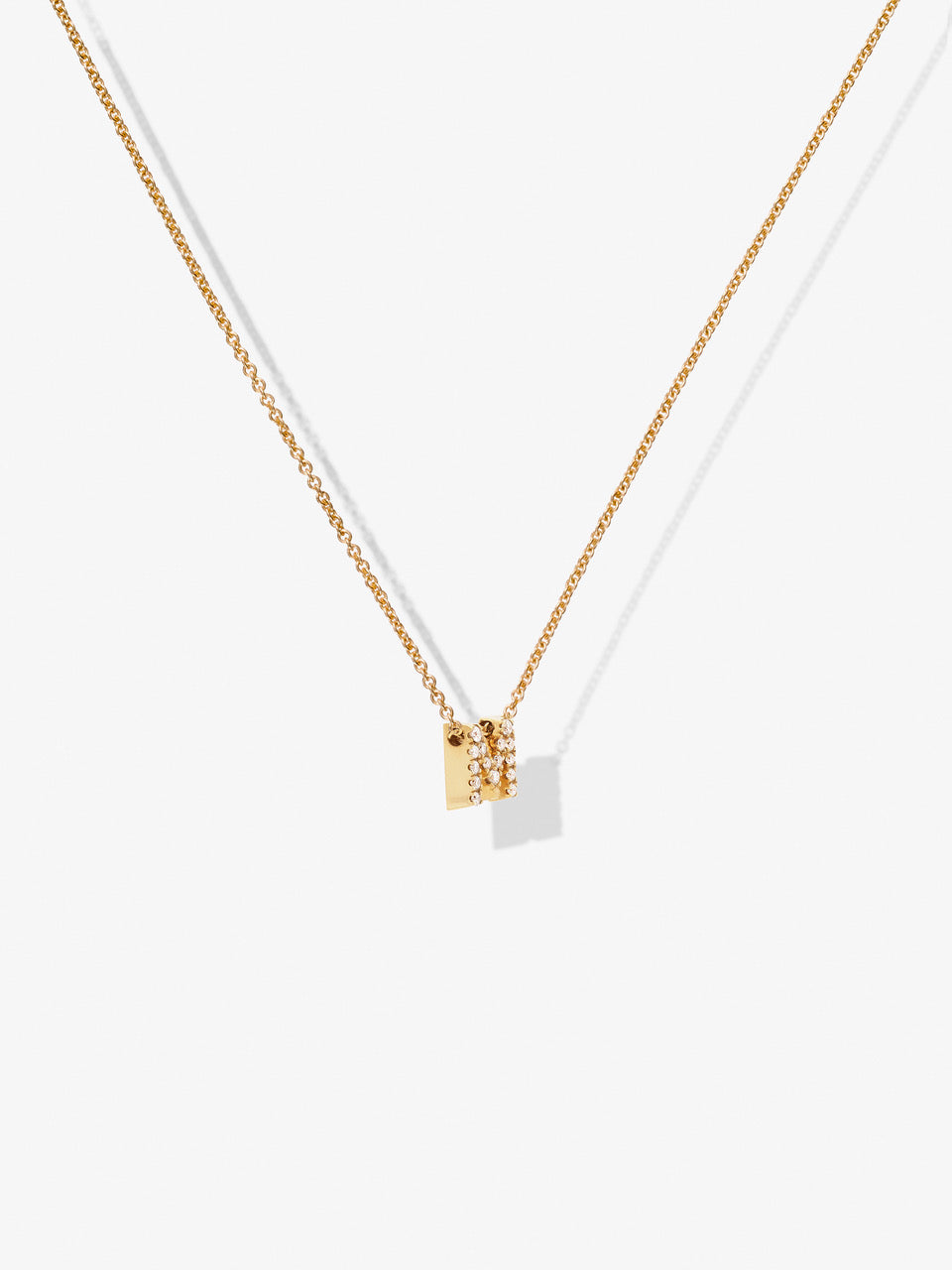 Two Diamond Letters 18-Karat Gold Necklace