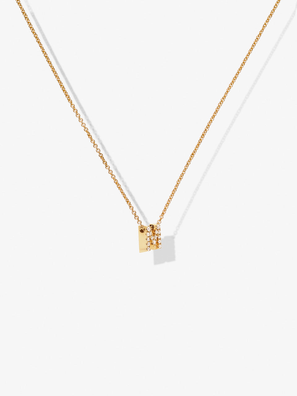 Two Diamond Letters Heart 18-Karat Gold Necklace