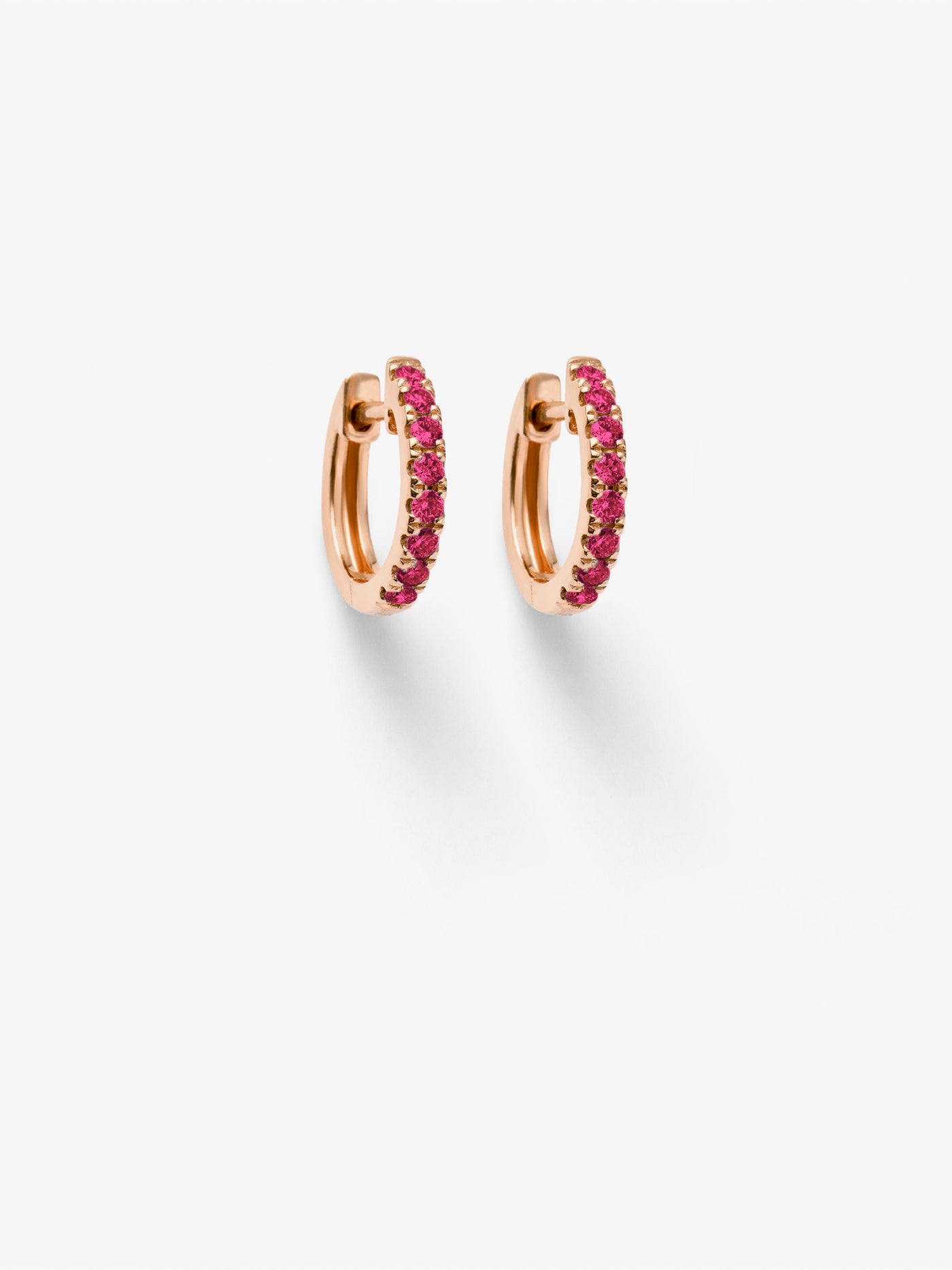Huggie Earrings in Ruby and 18k Rose Gold
