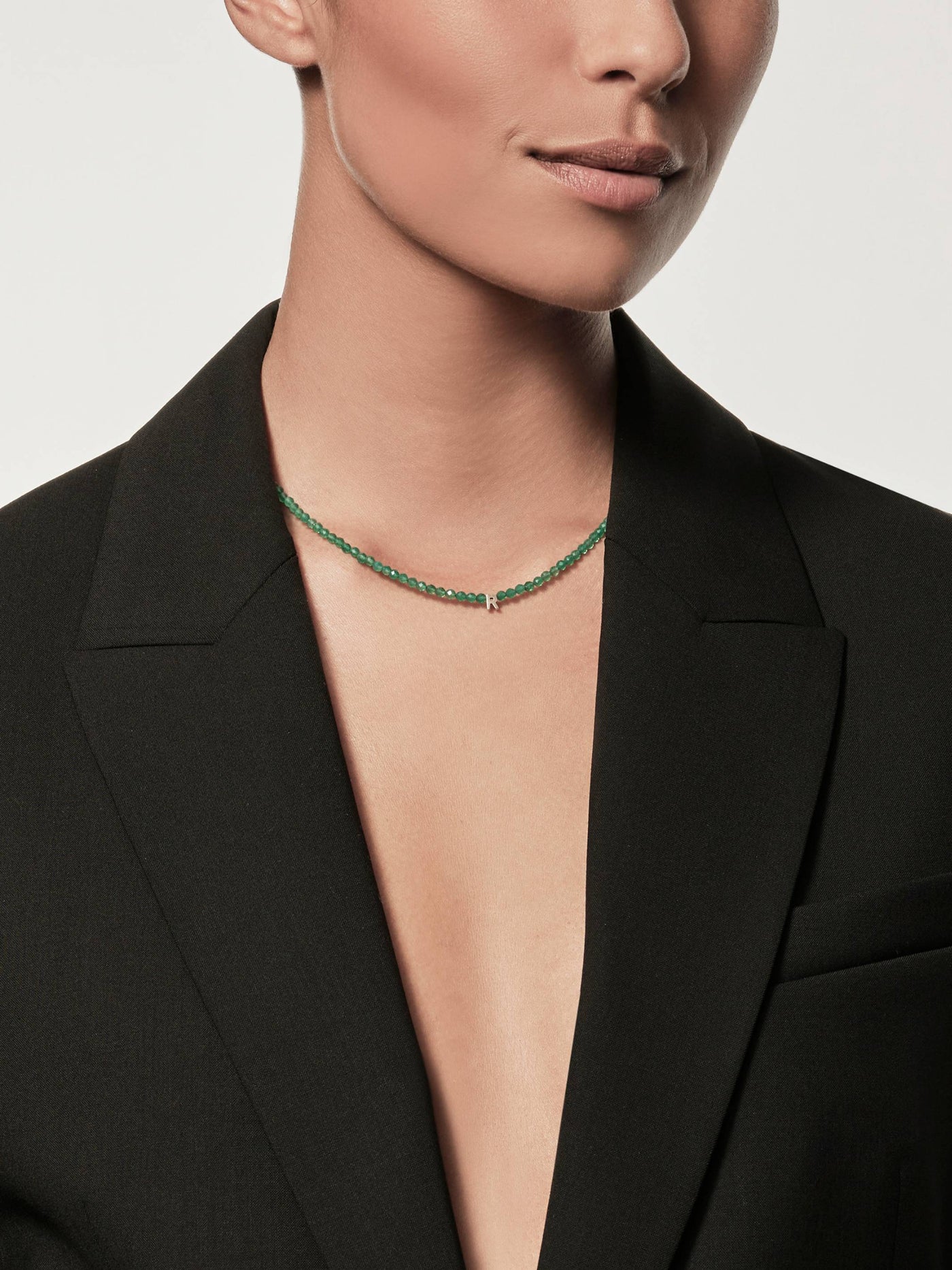 Verse Fine Jewellery Green Onyx 18-Karat Gold Letter Necklace