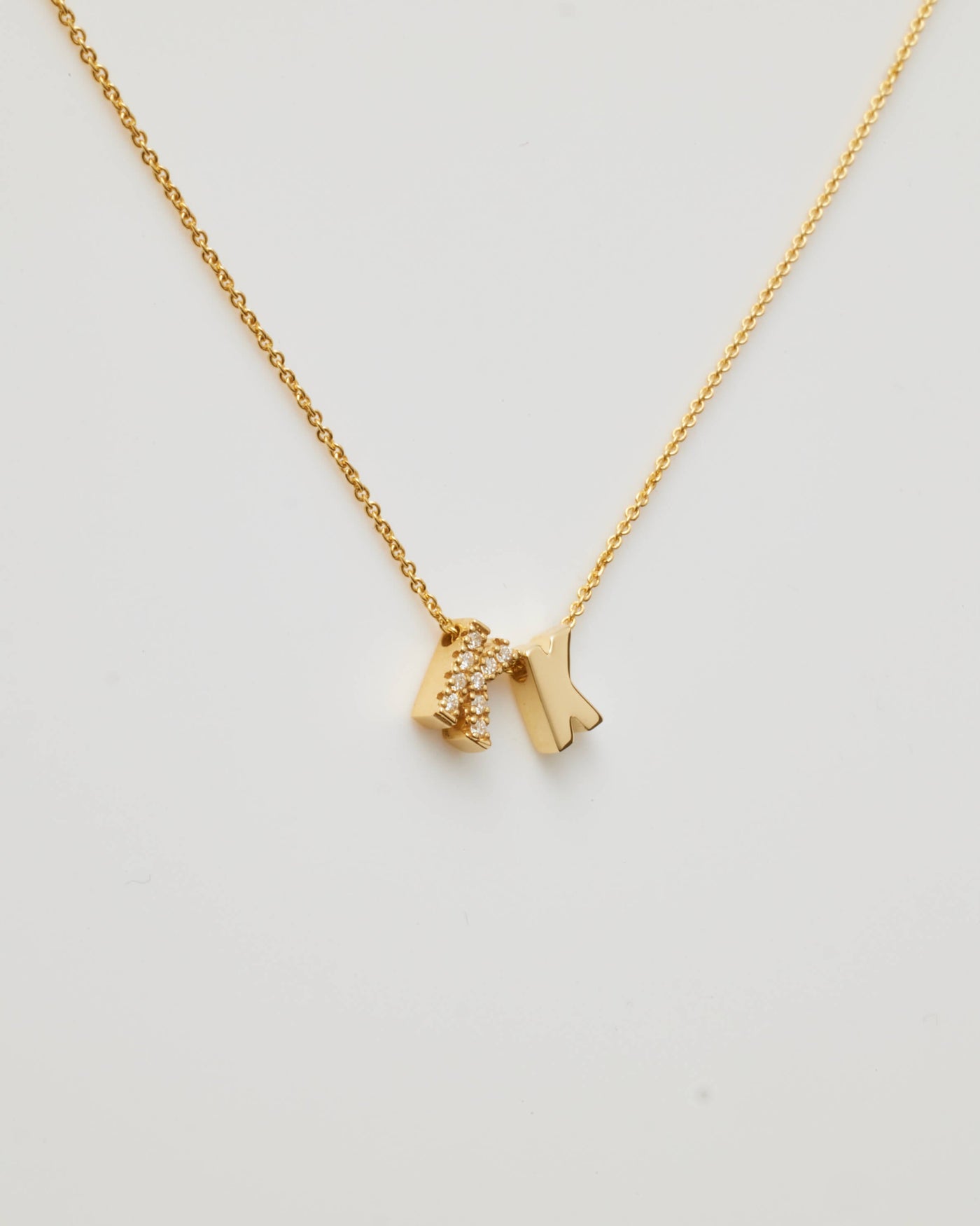Two Gold Diamond Letters Necklace – Personalised Fine Jewellery