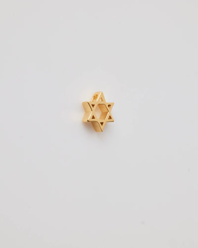 Small solid gold Star of David charm, designed to slide onto a necklace chain for a personalised jewellery piece.