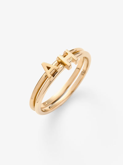 Verse Fine Jewellery Letter Ring Stack A H Yellow Gold