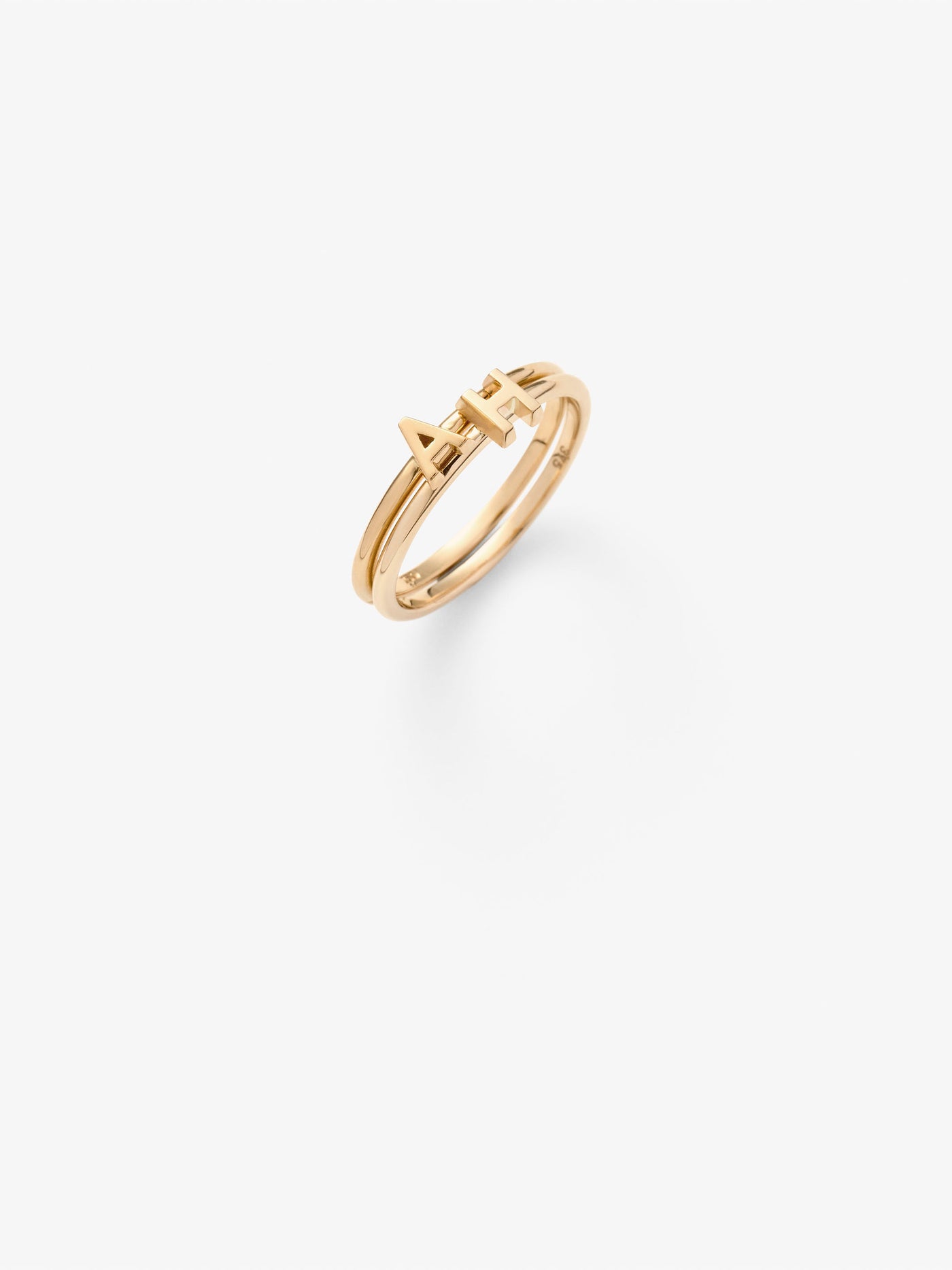 Two Letters Pinky Ring in 18k Gold