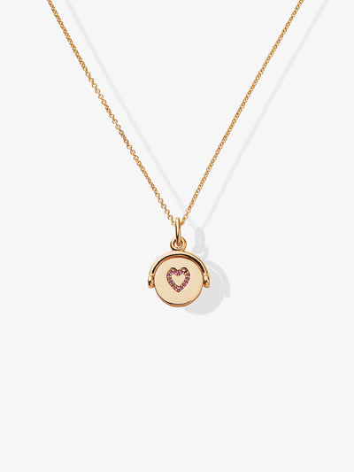 Ruby Heart 18-Karat Gold Spinner Necklace